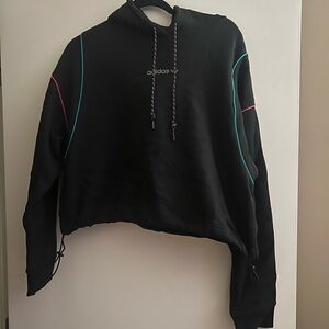 Adidas Women's Black Cowl Neck Sweater with Color Accents